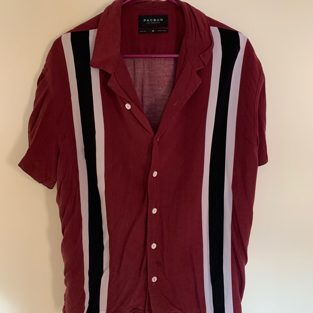 Maroon with stripes flannel button up